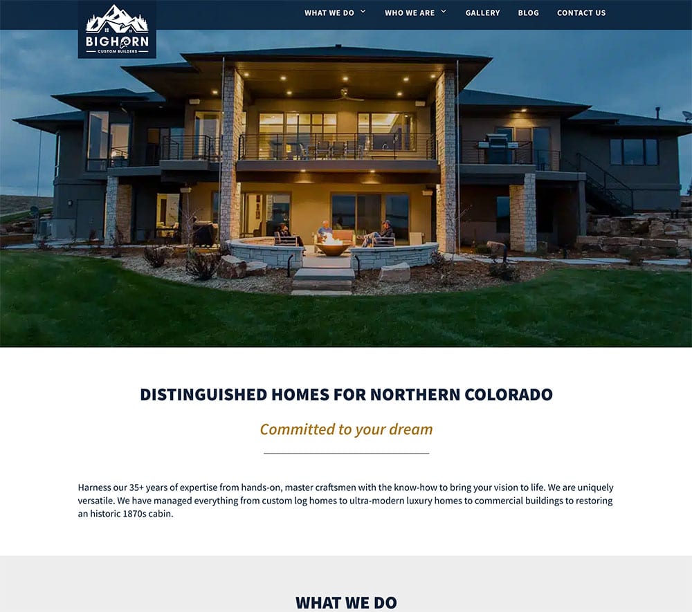 Big Horn Custom Builders website screenshot