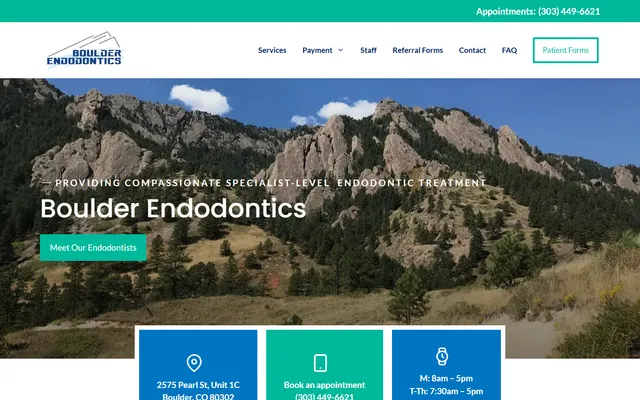 Boulder Endodontics — Homepage website screenshot