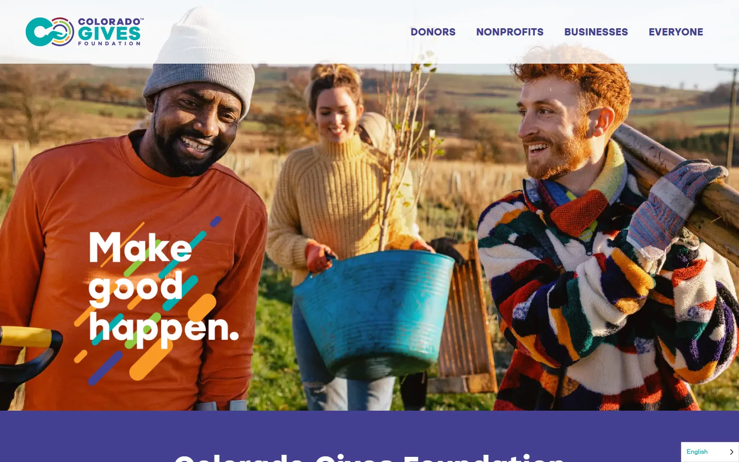 Colorado Gives Foundation — Homepage website screenshot