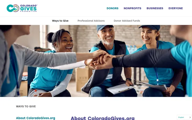 Colorado Gives Foundation — About Colorado Gives website screenshot
