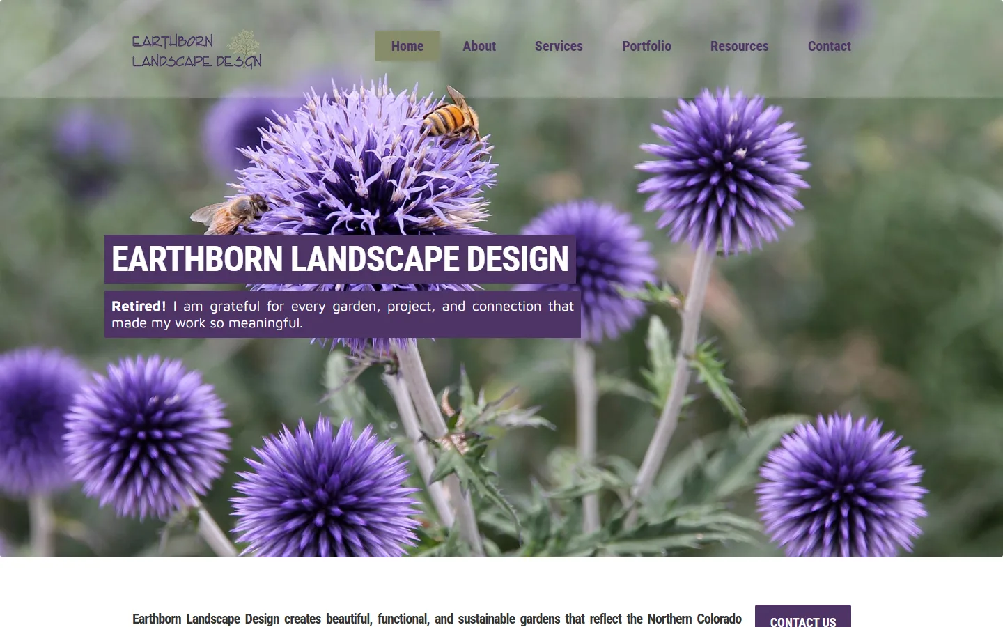 Earthborn Landscape Design — Homepage website screenshot