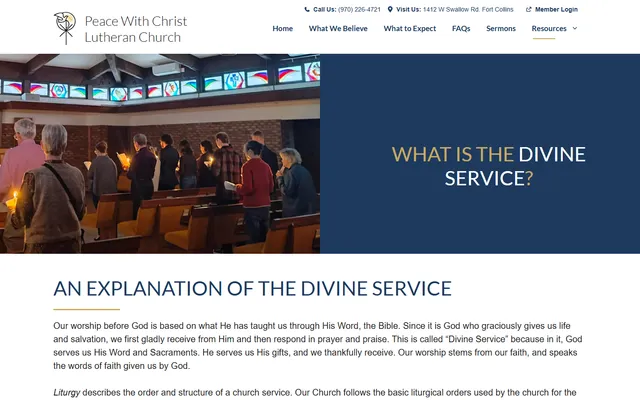 Peace With Christ Lutheran Church — The Divine Service website screenshot