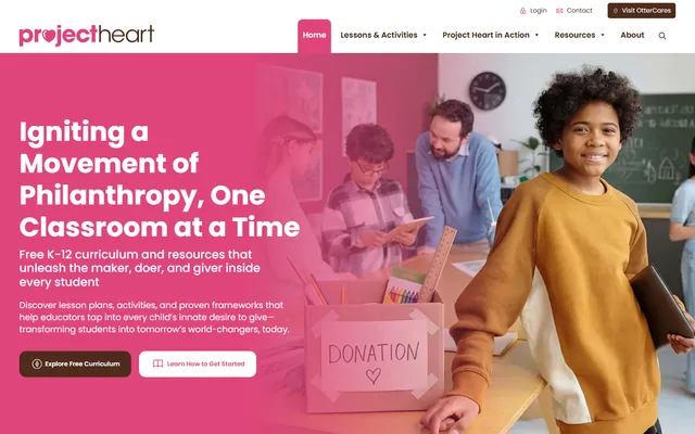 Project Heart — Homepage website screenshot