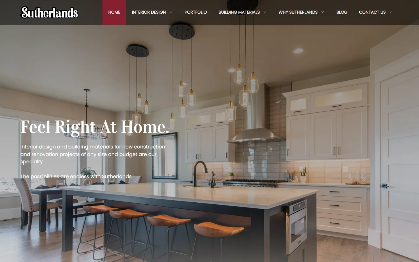 Sutherlands Design Gallery — Homepage website screenshot