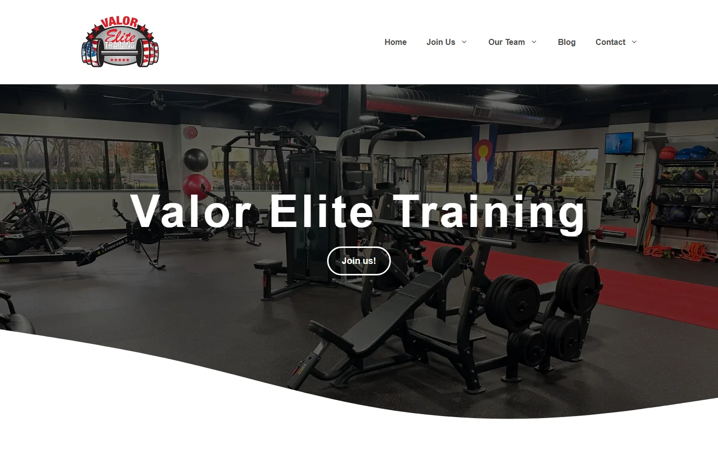 Valor Elite Training — Homepage website screenshot