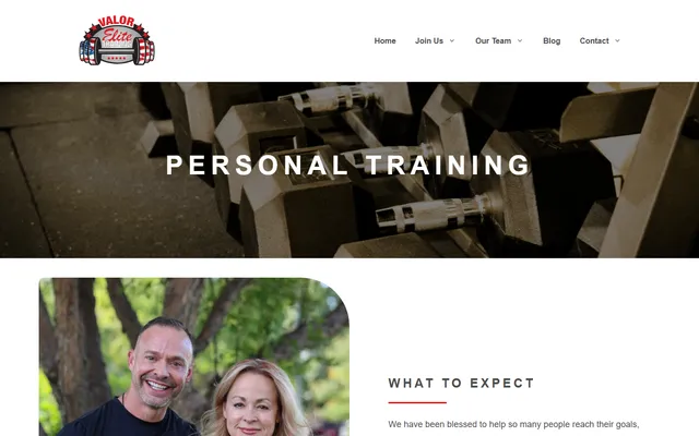 Valor Elite Training — Personal Training website screenshot